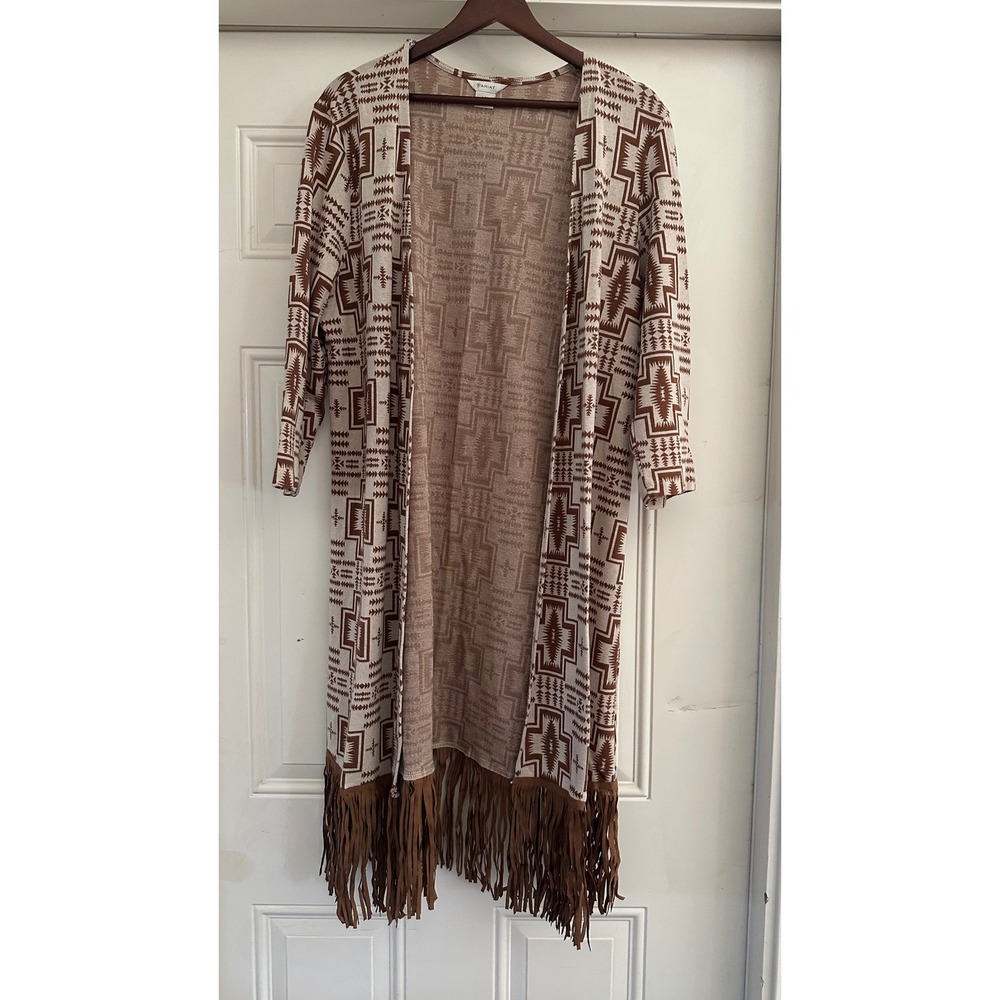 Ariat Women's Southwestern Geo Print Fringed Duster Cardigan Large